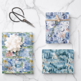 Fairyland Castles Blue Geschenkpapier Set