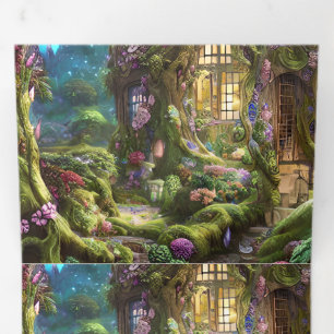 Fairyland Forest Graphic Dreifach-gefaltete Programmkarte