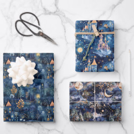 Fairyland Landscape Navy Blue Night Geschenkpapier Set