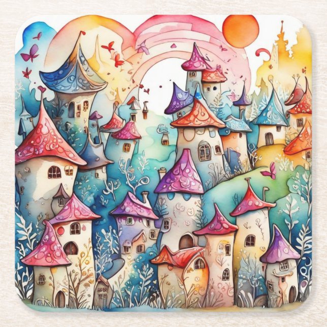 Fairyland Magic Castle Rechteckiger Pappuntersetzer (Vorderseite)