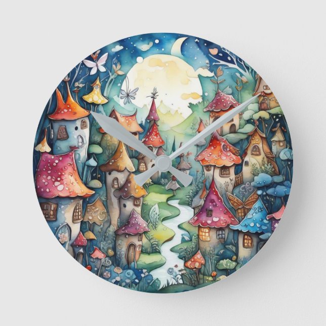 Fairyland Magic Castle Runde Wanduhr (Vorderseite)