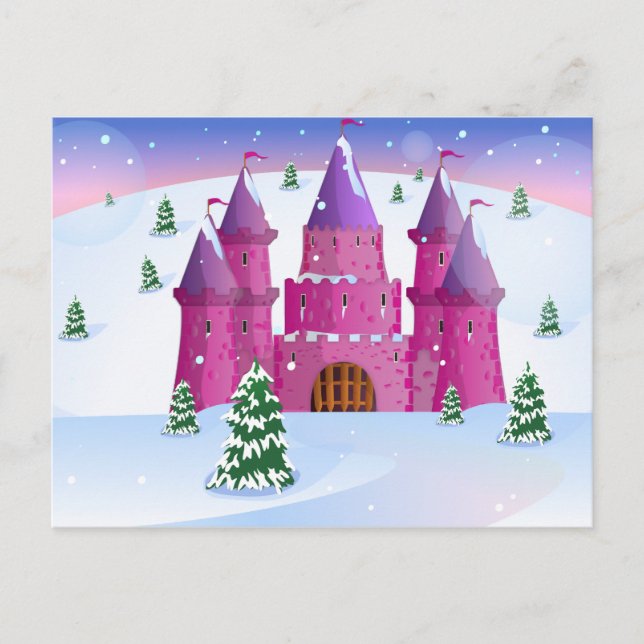 Fairytail Burg Winterschnee Postkarte (Vorderseite)