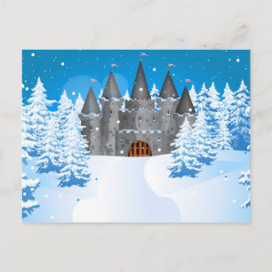 Fairytail Burg Winterschnee Postkarte