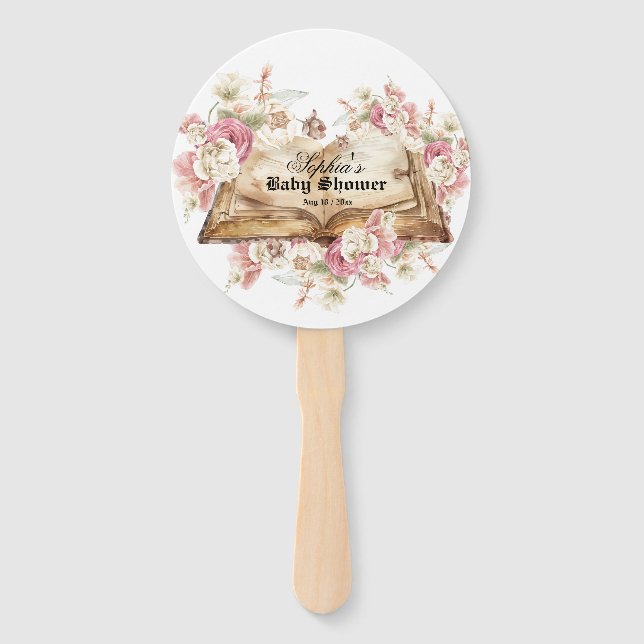 Fairytale Book Flowers Rose Baby Shower Fächer (Vorderseite)