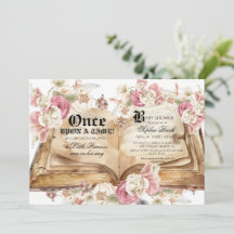Fairytale Book Pink Rose Floral Baby Shower