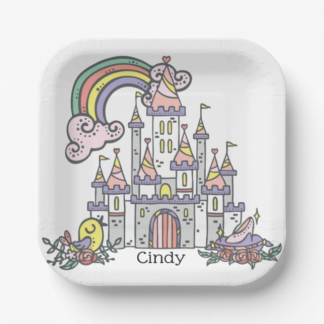 Fairytale Burg Individuelle Name Princess Pappteller (Vorderseite)