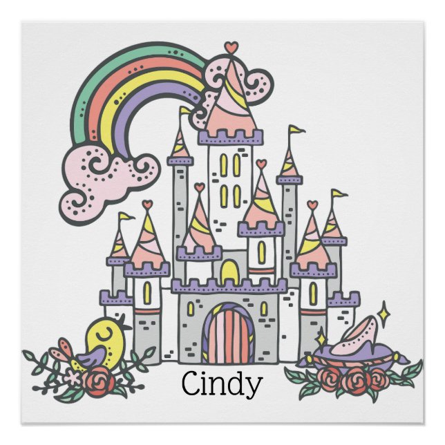Fairytale Burg Individuelle Name Princess Poster (Vorderseite)