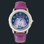 Fairytale Burg und Unicorn Personalisiert Armbanduhr<br><div class="desc">Märchenhafte Landschaft mit Burg und personalisierter Mädchenuhr.</div>