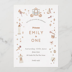 Fairytale Carriage Princess Party Foil Invitation