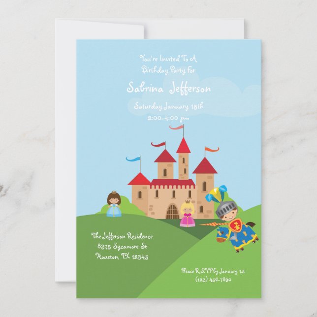 Fairytale Castle 5x7 Anniversaire Fête Invitation (Devant)