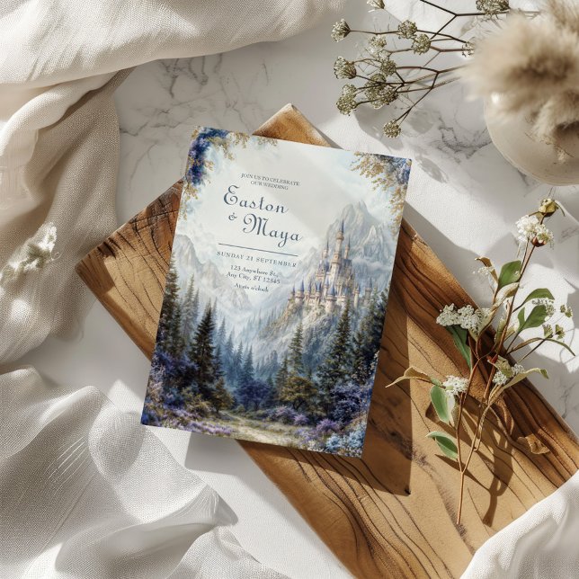 Fairytale Castle Misty Mountain Wedding Einladung (Von Creator hochgeladen)