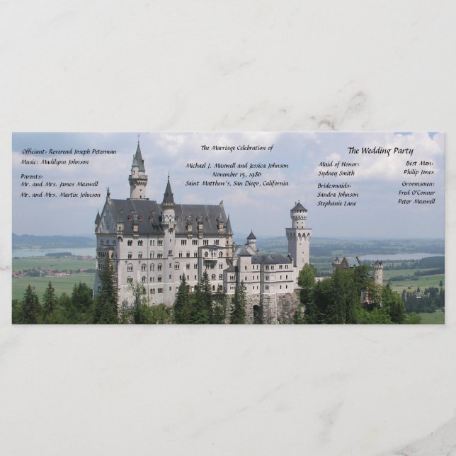 Fairytale Castle Wedding Programme (Devant)
