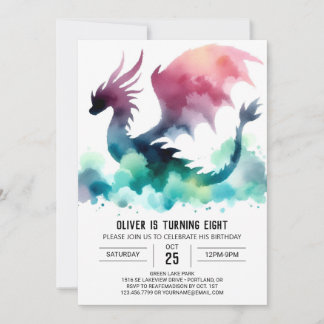 Fairytale Dragon Birthday Printable Einladung
