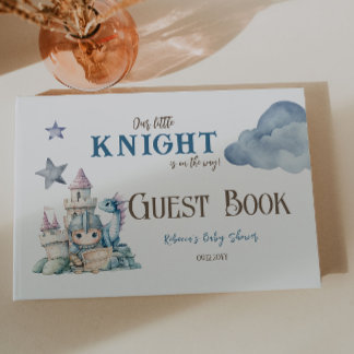 Fairytale Dreamy Dragon Blue Knight Baby Dusche Gästebuch