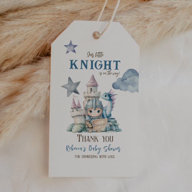 Fairytale Dreamy Dragon Blue Knight Baby Dusche Geschenkanhänger (Von Creator hochgeladen)