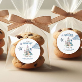 Fairytale Dreamy Dragon Blue Knight Baby Dusche Runder Aufkleber