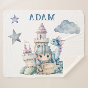 Fairytale Dreamy Dragon Blue Knight Baby Dusche Sherpadecke