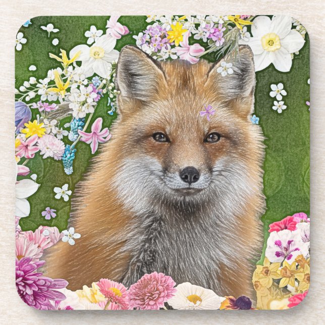 Fairytale Fox im Bereich der Blume Getränkeuntersetzer (Vorderseite)