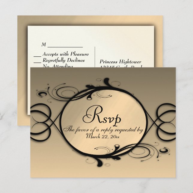 Fairytale Gold RSVP avec choix de menu  (Devant / Derrière)