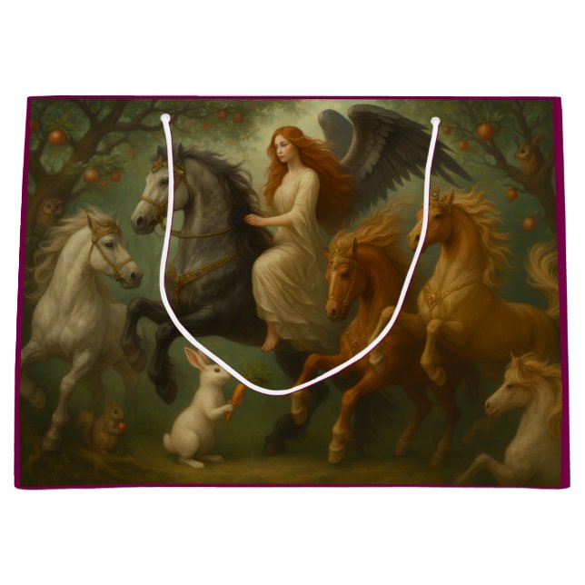Fairytale Horses and Angel Gift Bag Große Geschenktüte (Vorderseite)