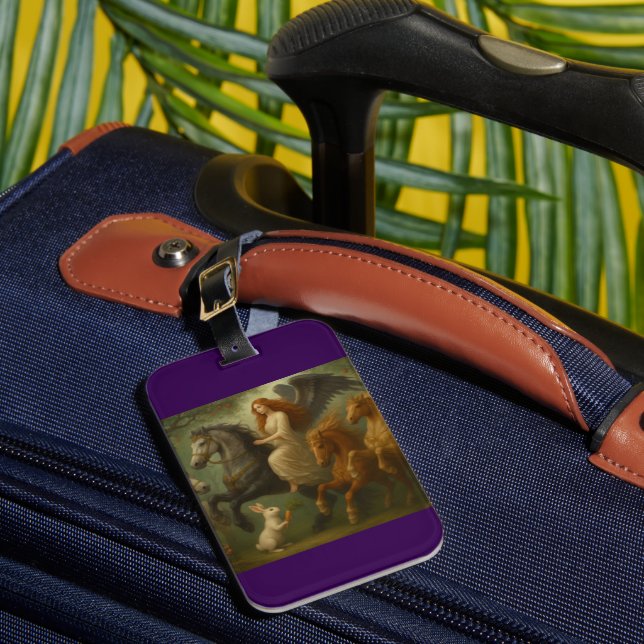 Fairytale Horses and Angel Luggage Tag Gepäckanhänger (Vorderseite Insitu 1)