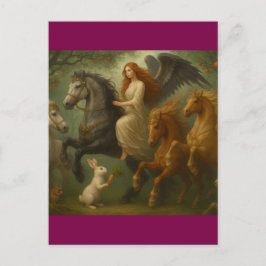 Fairytale Horses and Angel Postcard Postkarte