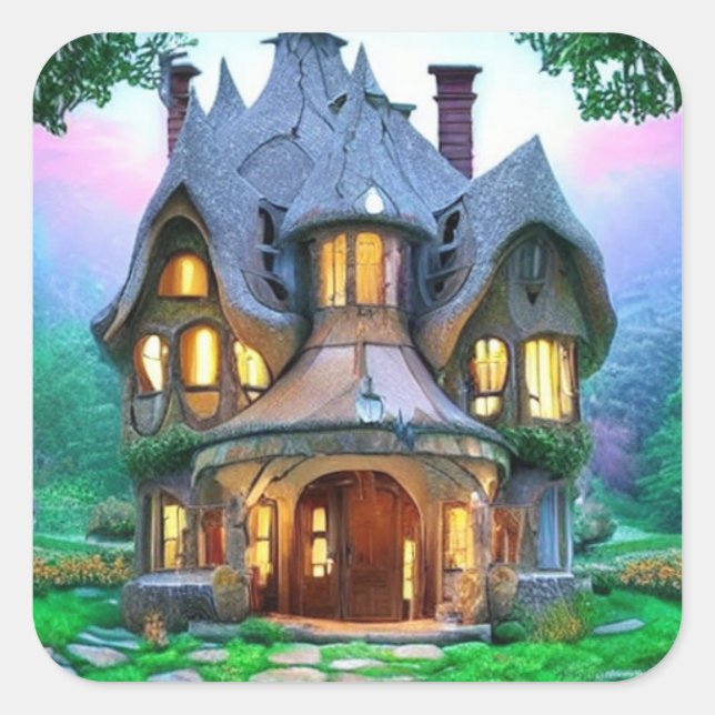 Fairytale House Square Sticker (Vorderseite)