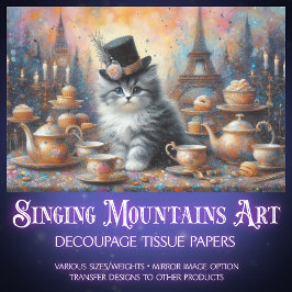 Fairytale Kitten Vintag Tee Soiree Decoupage Seidenpapier