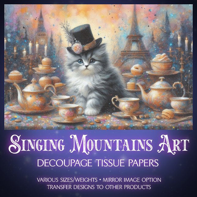 Fairytale Kitten Vintag Tee Soiree Decoupage Seidenpapier (Von Creator hochgeladen)