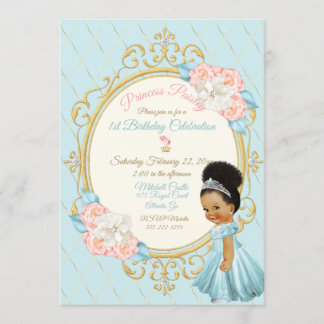 Fairytale Königliche Prinzessin Pink Aqua Girl Einladung