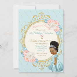 Fairytale Königliche Prinzessin Pink Aqua Girl Einladung