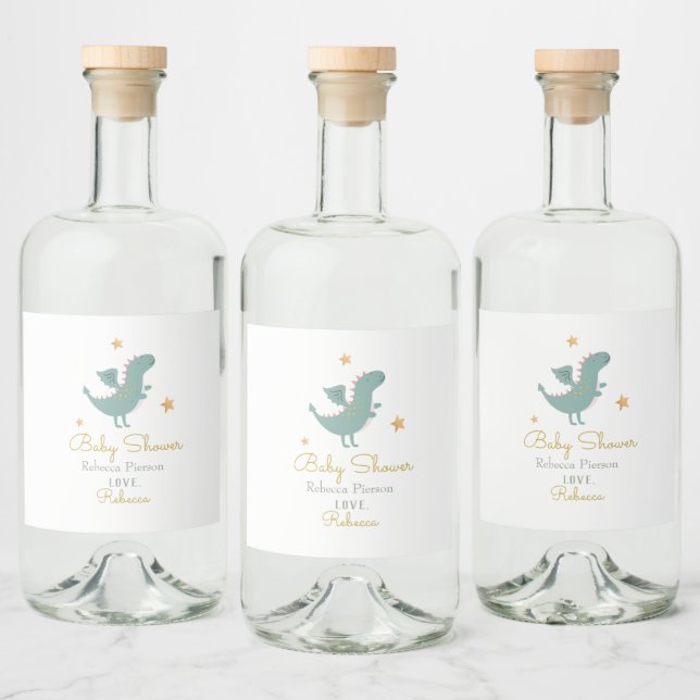 Fairytale Niedlich Dragon Danke Alkoholflaschenetikett (Flaschen)