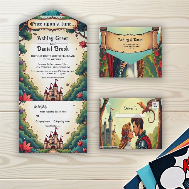 Fairytale Once Upon A Time Castle Woodland Wedding All In One Einladung (Von Creator hochgeladen)