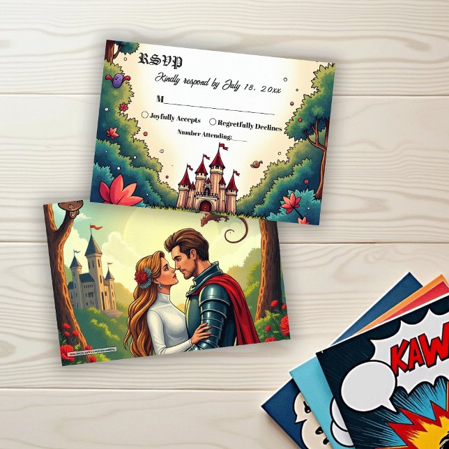 Fairytale Once Upon A Time Castle Woodland Wedding RSVP Karte (Von Creator hochgeladen)