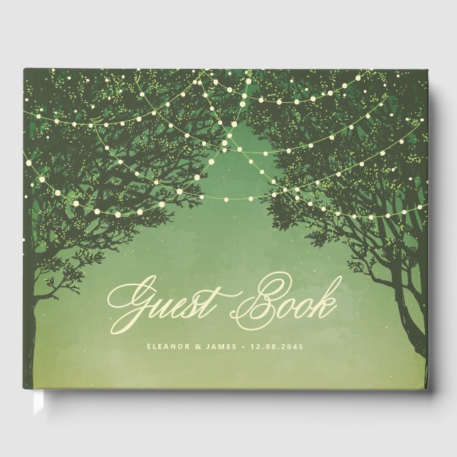 Fairytale Outdoor Lights Wedding Gästebuch (Vorderseite)