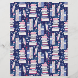 Fairytale Pile of Books Blue Scrapbook Paper