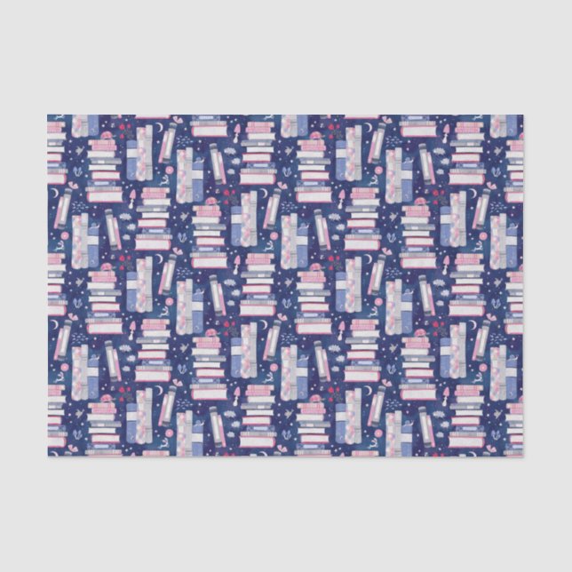 Fairytale Pile of Books Blue Seidenpapier (Vorderseite)