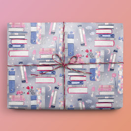 Fairytale Pile of Books Gray Geschenkpapier