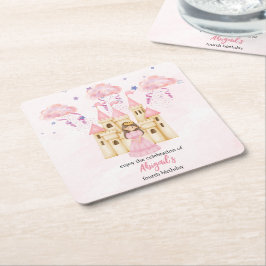 Fairytale Pink Castle Princess All Ages Birthday Rechteckiger Pappuntersetzer