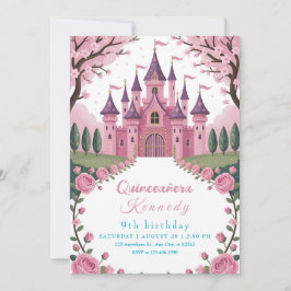 Fairytale Pink Castle Princess Birthday Einladung