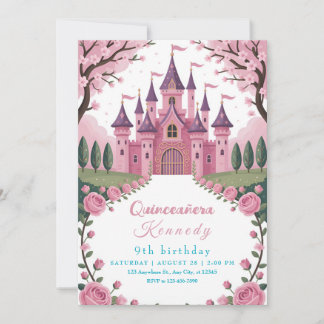 Fairytale Pink Castle Princess Birthday Einladung