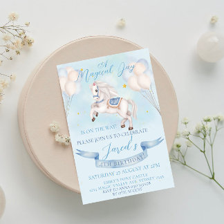 Fairytale Pony Star Balloon 1. Geburtstag Party Ju Einladung