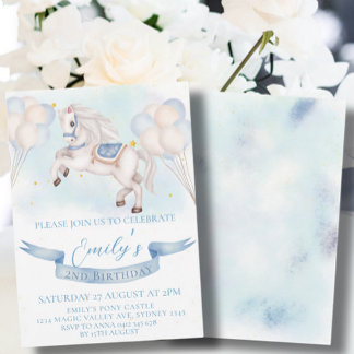 Fairytale Pony Star Balloon 1. Geburtstagsjubiläum Einladung