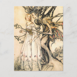 Fairytale Princess and Tree Elf Postcard Postkarte