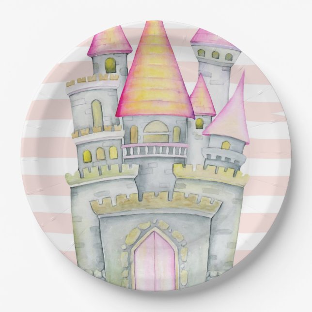 Fairytale Princess Burg Geburtstagsparty Pappteller (Vorderseite)