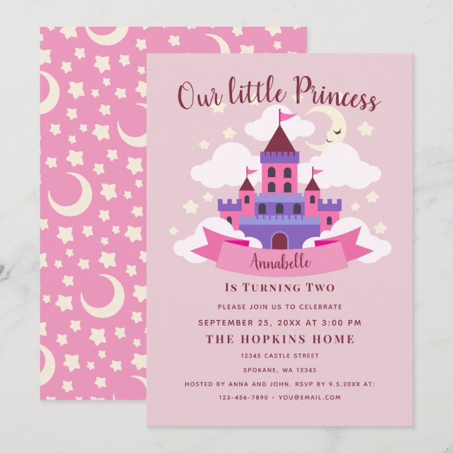 Fairytale Princess Burgen von Bellinzona Einladung (Vorne/Hinten)