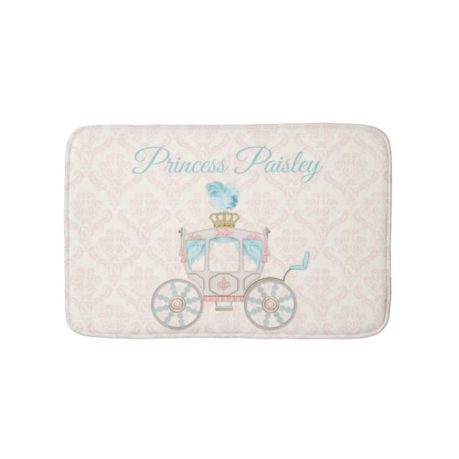 Fairytale Princess Carriage Blush Ivory Aqua Badematte (Vorderseite)