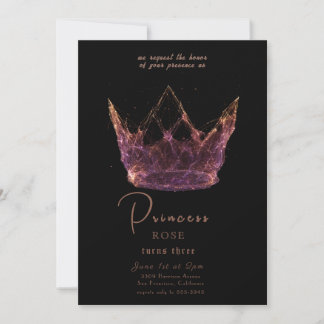 Fairytale Princess Crown Pink & Gold Birthday Einladung