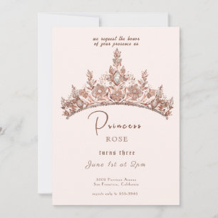 Fairytale Princess Crown Pink & Gold Geburtstag Einladung