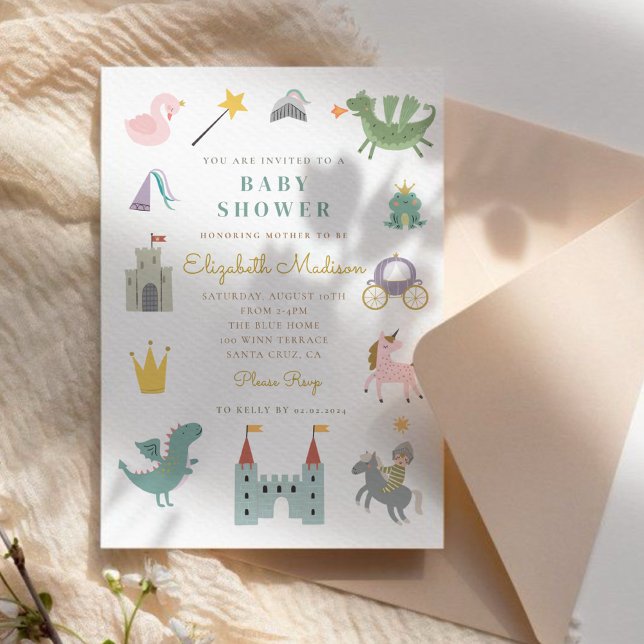 Fairytale Princess Dragon Baby Shower Einladung (Von Creator hochgeladen)